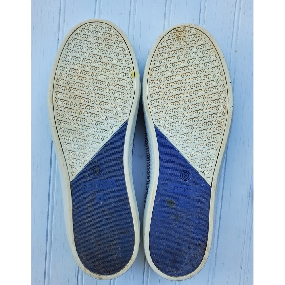 Rothys The Sneaker Womens 9 Blue White Knit Slip On Casual Comfort Shoes - Picture 2 of 5